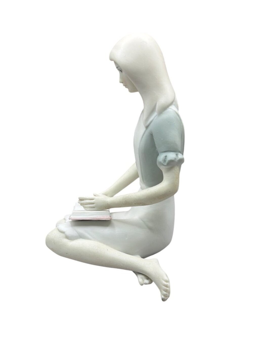 Porcelain Figurine Of Girl Hand-Painted Kneeling Pastel Tones Marked C7842 - Picture 5 of 6